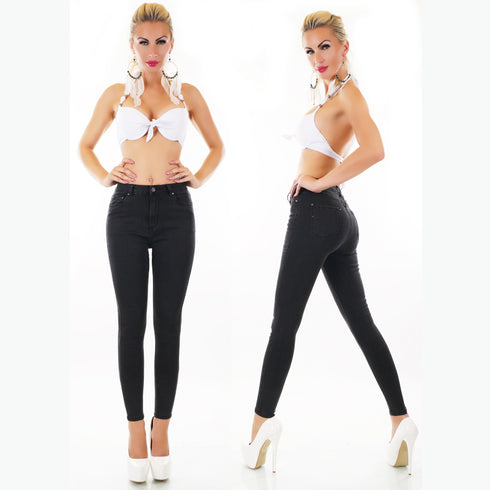 Regular Denim Black Washed Ankle Skinny High Waist Jeans